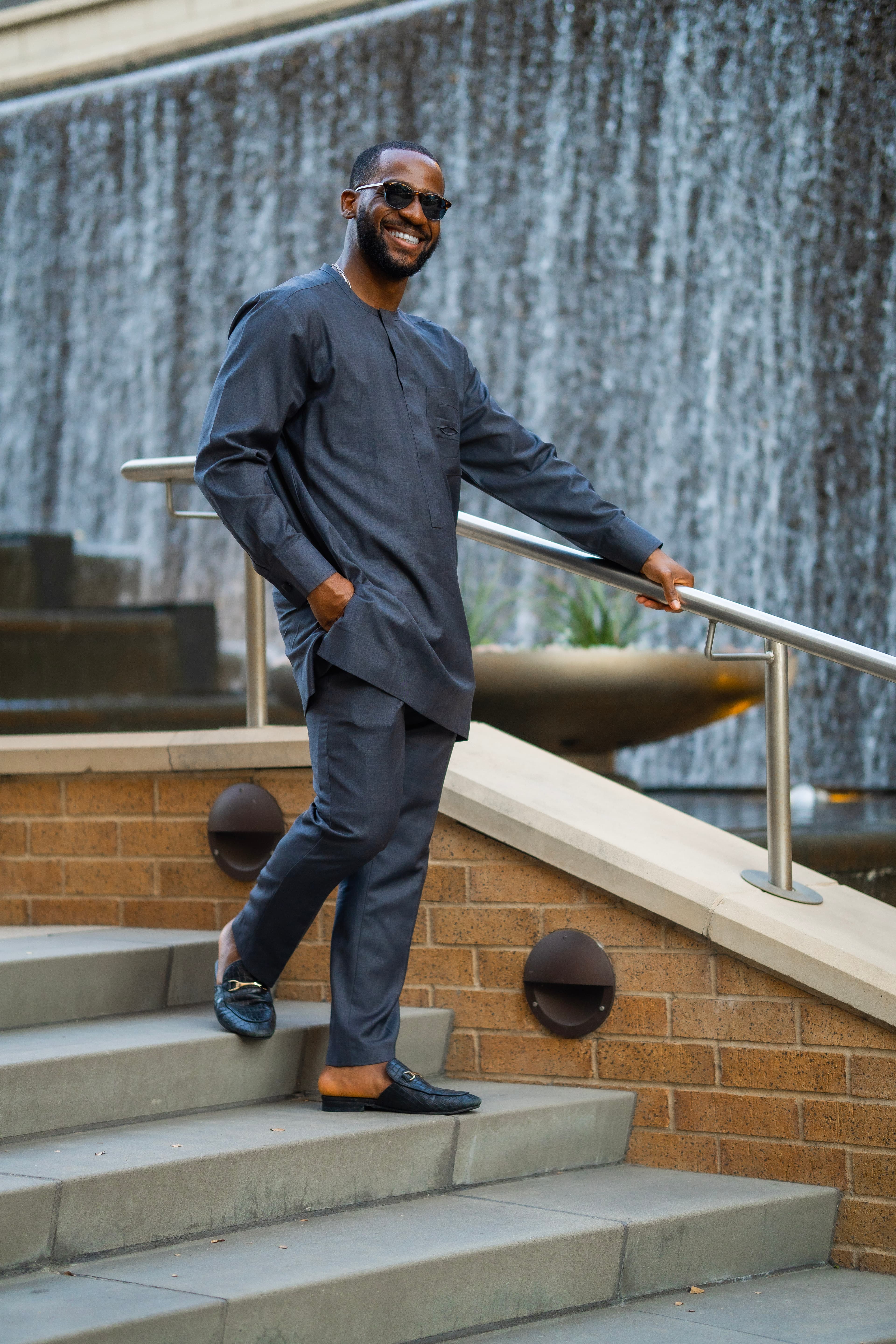 Model in black traditional attire